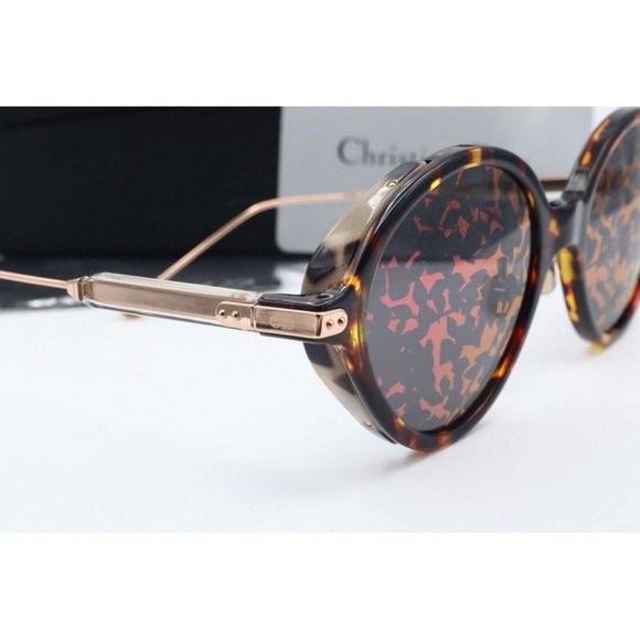 New Christian Dior Umbrage 0X3 HM3 Round Havana Gold Sunglasses Pink Lens - Picture 3 of 12